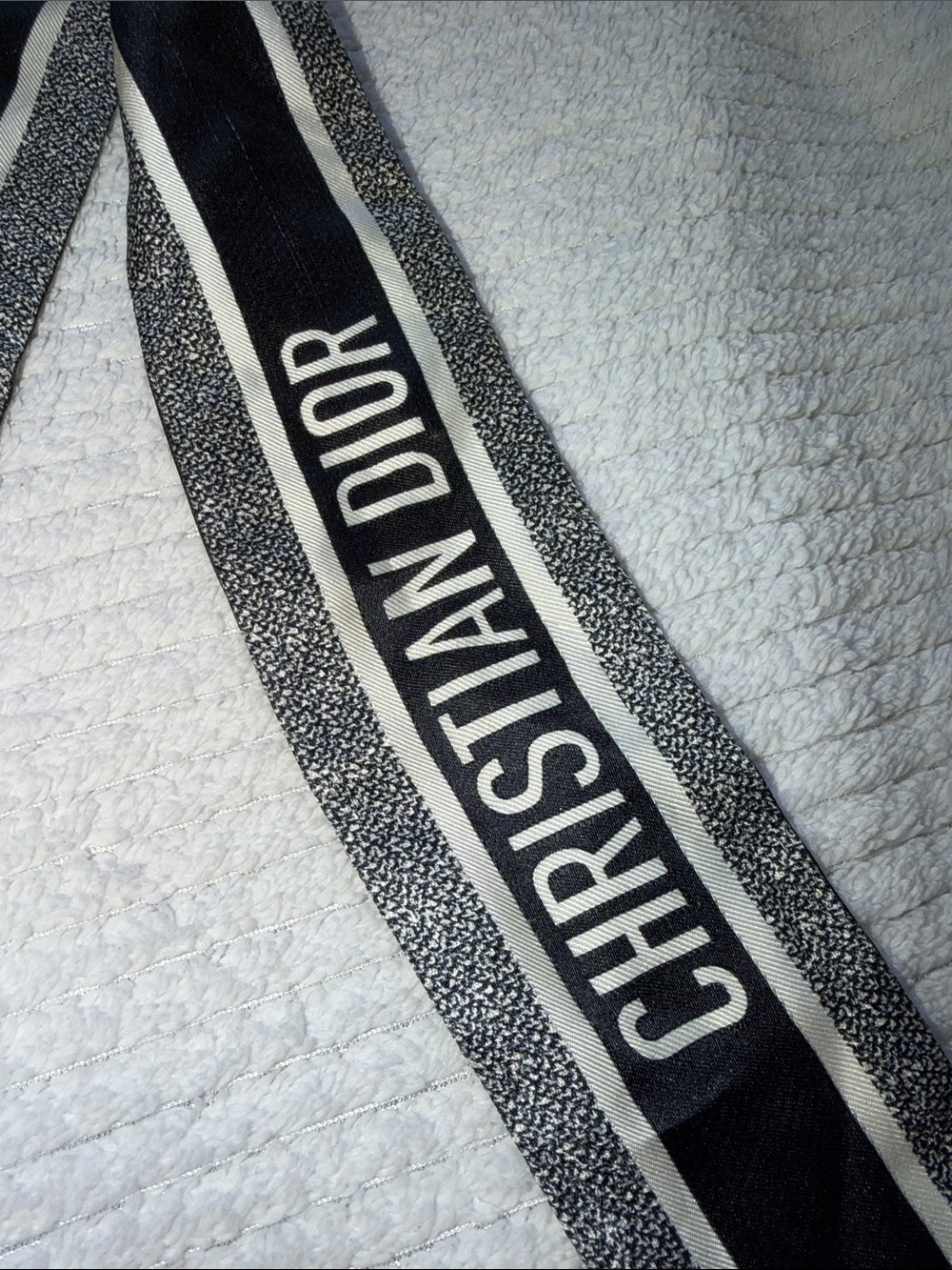 Dior Black Floral Silk Twill Hair & Bag Scarf - Picture 6 of 9